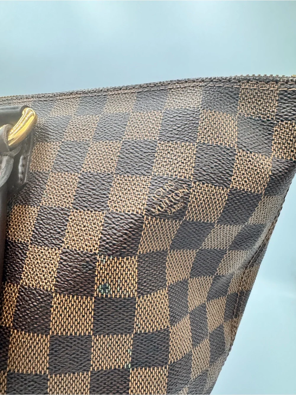 Authentic Louis Vuitton Saleya MM Damier Ebene Tote Bag Red Interior
